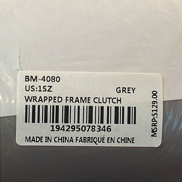 BADGLEY MISCHKA GREY WRAPPED FRAME CLUTCH WITH CHAIN STRAP NWT - Picture 9 of 10
